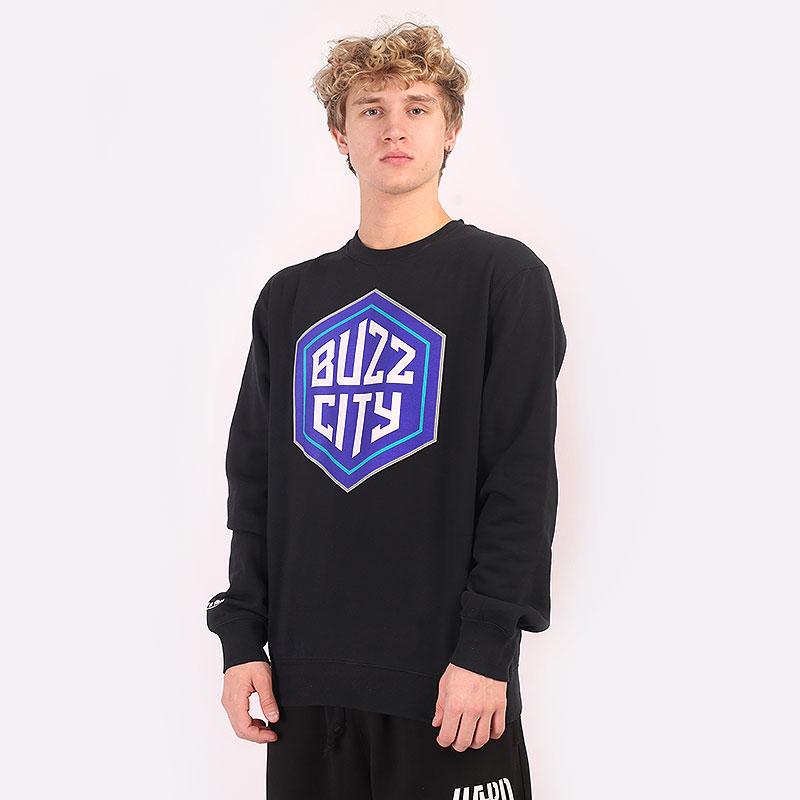 Мужская толстовка Mitchell and ness Buzz City Logo Crew (BUZZLOGOCREWCHAHORBLK)  - цена, описание, фото 3
